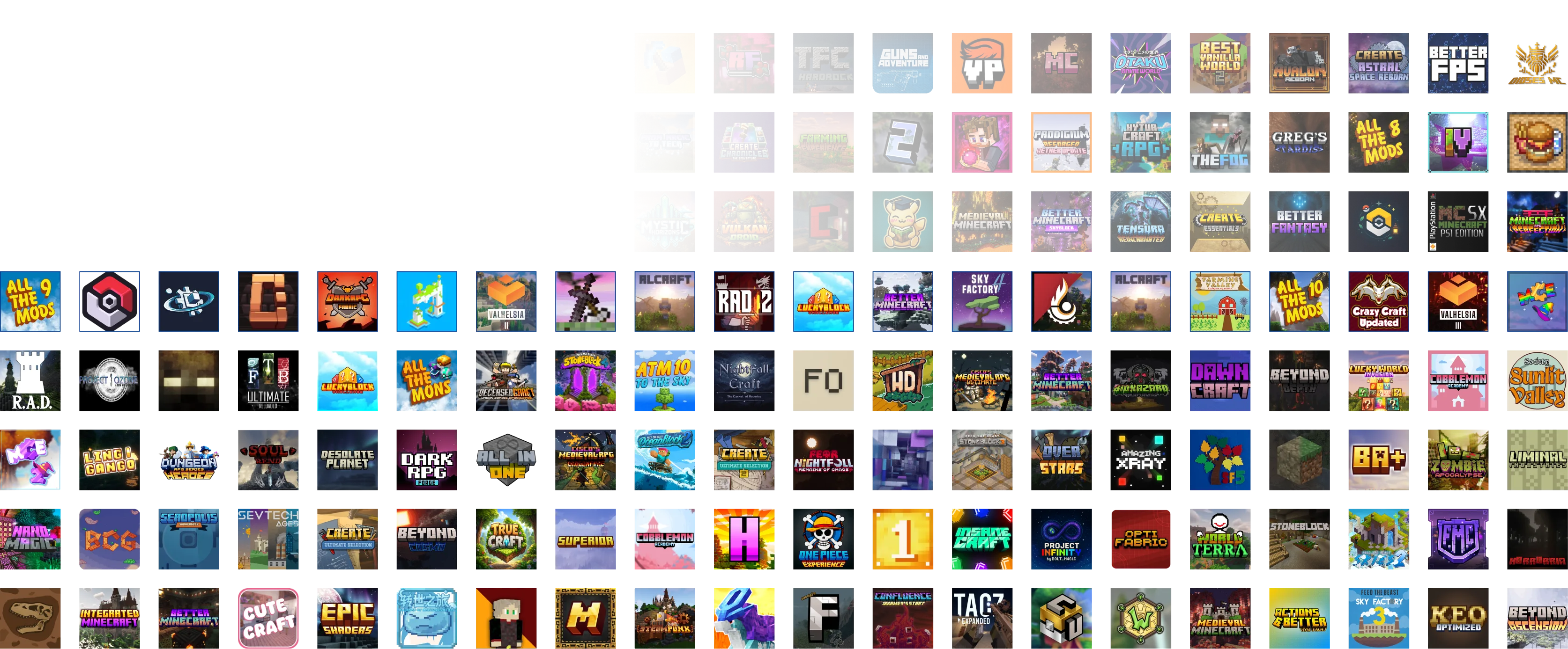Popular Minecraft mods and modpacks